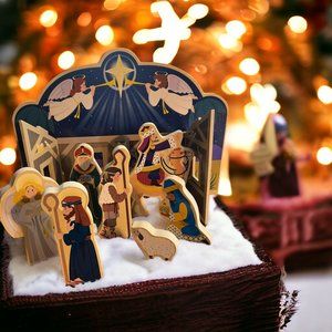 Melissa Doug Nativity 10 Piece Replacement Pieces Stable Shepherds Wisemen